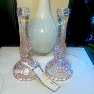 Cupcakes and Cashmere Candlesticks Set of 2 Light Pink Candlesticks NWT
